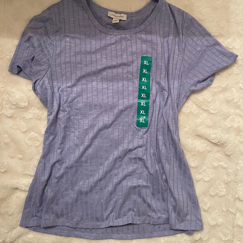 Lavender Ribbed Tee Shirt XL – Casual Basic – New with Tags